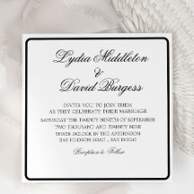 Convite para Casamento de Monograma Elegante Branc