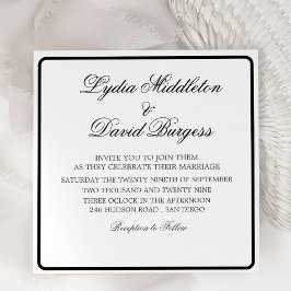 Convite para Casamento de Monograma Elegante Branc