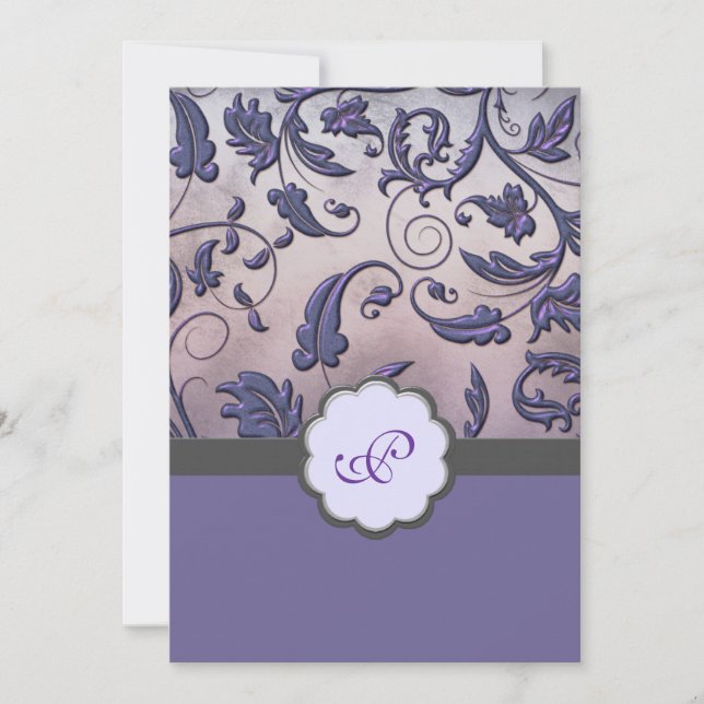 Convite para Casamento de Monograma Floral (Frente)