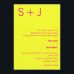 Convite para Casamento de Monograma Moderno - Amar<br><div class="desc">Este convite de casamento para o Modern Monogramas amarelo e rosa é totalmente personalizável.  O monograma da noiva e do noivo é exibido com destaque na frente e no verso.</div>