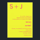 Convite para Casamento de Monograma Moderno - Amar<br><div class="desc">Este convite de casamento para o Modern Monogramas amarelo e rosa é totalmente personalizável.  O monograma da noiva e do noivo é exibido com destaque na frente e no verso.</div>