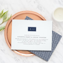 Convite para Casamento de Monograma Moderno de Cor