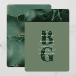 Convite para Casamento de Monograma Verde Moderno