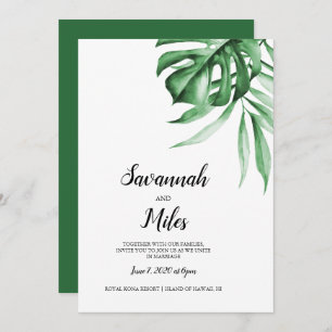 Convite para casamento de monstera tropical