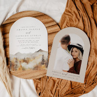 Convite para Casamento de Montanha Arch Boho Water