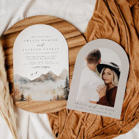 Convite para Casamento de Montanha Arch Boho Water