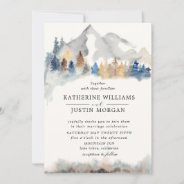 Convite para Casamento de Montanha Rustic Watercol