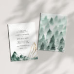 Convite para Casamento de Montanha Verde e Dourada<br><div class="desc">Este convite de casamento verde e dourado é perfeito para o seu elegante casamento da floresta boho. Com uma paisagem rústica esmeralda verde-aquática pontilhada com árvores,  pássaros,  e destaques da folha de ouro. É só o que você está procurando para completar seu único casamento de destino moderno.</div>
