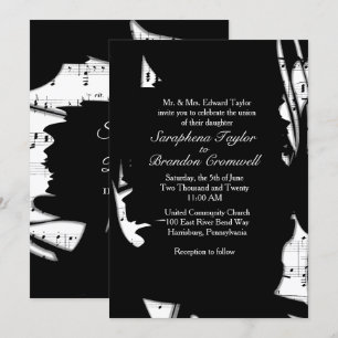 Convite para Casamento de Música abstrato, Preta 