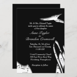 Convite para Casamento de Música Branca e abstrato