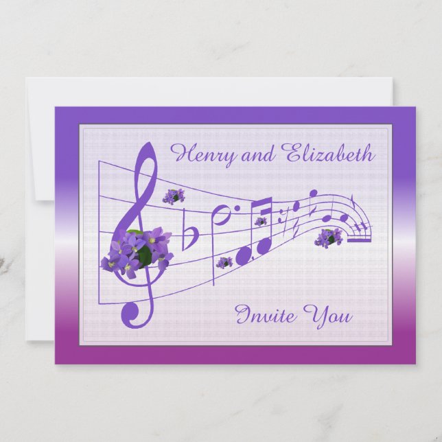 Convite para Casamento de Música e Violetas (Frente)