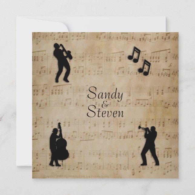 Convite para Casamento de Música em Folha Anterior (Verso)