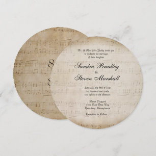 Convite para Casamento de Música em Folha Antiga
