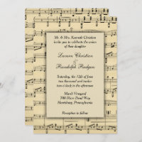 Convite para Casamento de Música em Folha Antiga