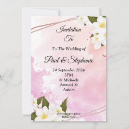 Convite para casamento de na moda, rosa, flores br