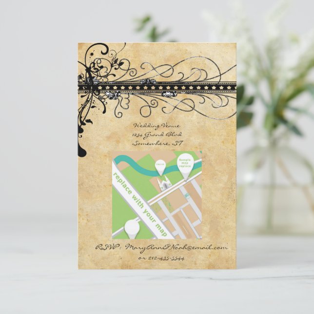 Convite para Casamento de Nadadores Negra Funky El (Em pé/Frente)