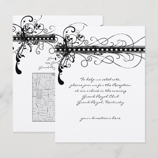 Convite para Casamento de Nadadores Negra Funky El (Frente/Verso)