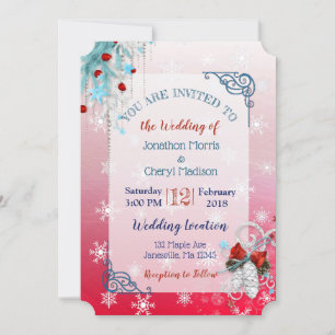 Convite para Casamento de Natal com Floco de Neve 