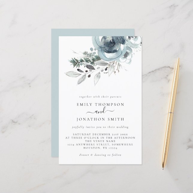Convite para Casamento de Natal das Florais Modern (Frente/Verso In Situ)
