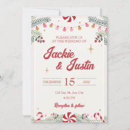 Convite para Casamento de Natal Festivo