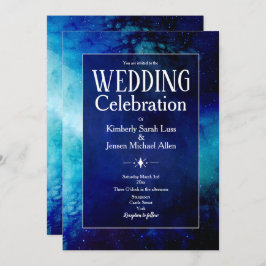 Convite para Casamento de Nebula de Cor Azul