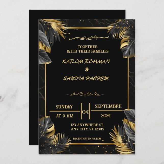 Convite para Casamento de Negra Branca e Negra Ele (Frente/Verso)