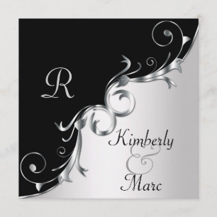 Convite para Casamento de Negras e Prata