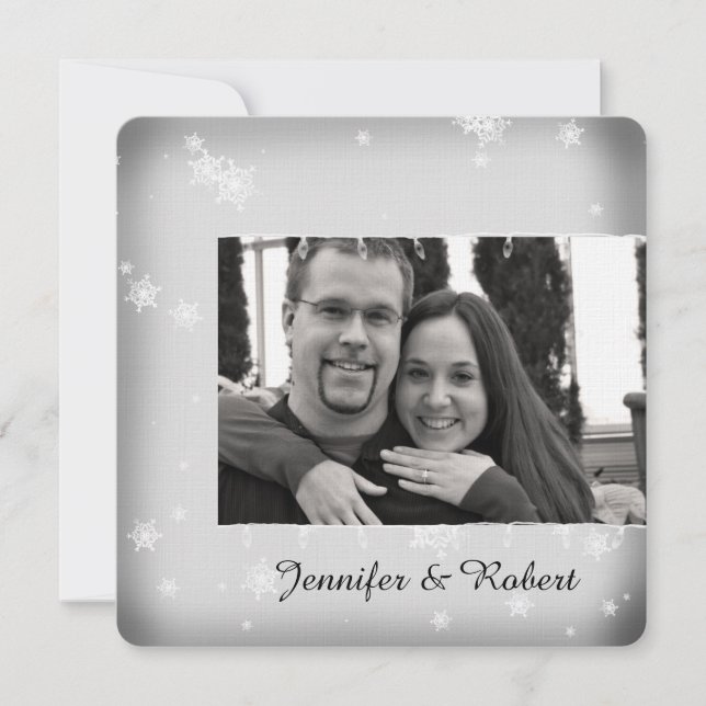 Convite para Casamento de Neve Branca e Prata (Frente)