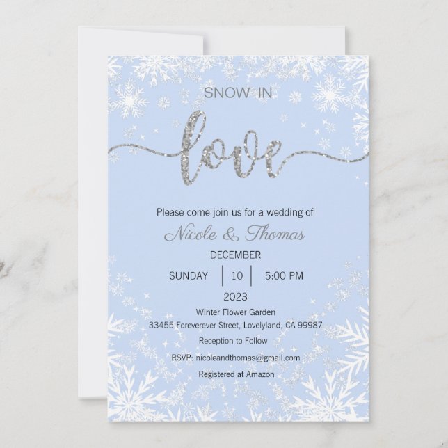 Convite para Casamento de Neve no Amor, Casamento  (Frente)