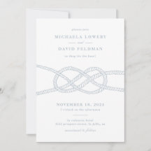 Convite para Casamento de Nó Ilustrado - Azul