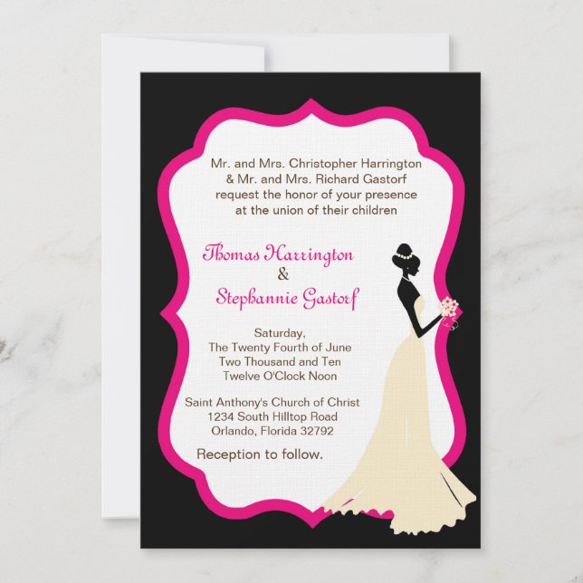 Convite para casamento de noiva negra 5x7 (Frente)