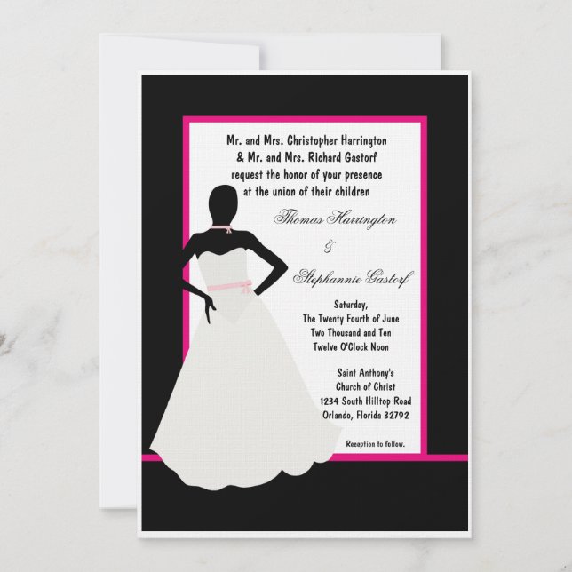 Convite para casamento de noiva negra 5x7 (Frente)