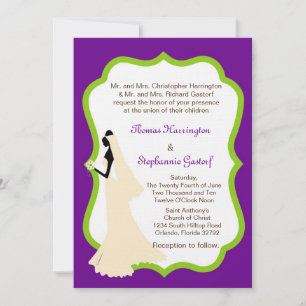 Convite para casamento de noivas roxas escuras 5x7