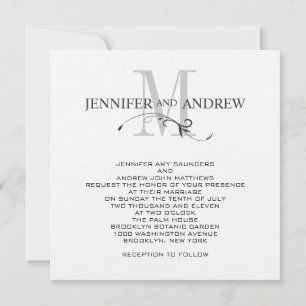 Convite para Casamento de Nomes e Monogramas Elega