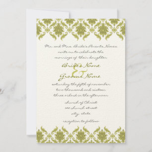 Convite para Casamento de Olive Damask Monograma