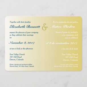 Convite para Casamento de Ombre Dourado Bilíngue