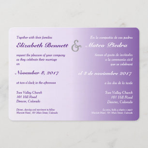 Convite para Casamento de Ombre Roxo Bilíngue