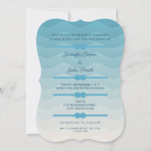 Convite para Casamento de Ondas Azuis de Pastel Mo