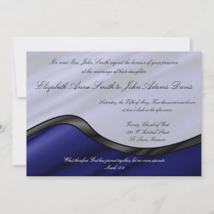 Convite para Casamento de Ondas de Seda Azul