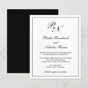 Convite para Casamento de Orçamento do Monograma