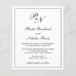 Convite para Casamento de Orçamento do Monograma T