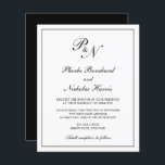 Convite para Casamento de Orçamento do Monograma T<br><div class="desc">O convite de casamento do estilo tradicional em preto clássico e branco com um simples design com seu monograma inicial e seus nomes em um dentro de caligrafia elegante de uma fronteira fina. Esta design de classe é perfeita para um casamento formal. Estas invasões de casamento baratas são impressas em...</div>