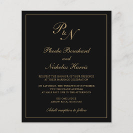 Convite para Casamento de Orçamento Dourado e Pret