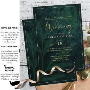 Convite para casamento de orçamento Dourado Emeral