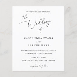 Convite para Casamento de Orçamento Elegante Branc