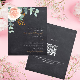 convite para casamento de orçamento QR de rosa