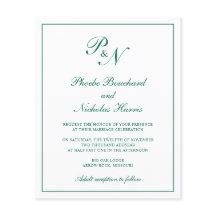 Convite para Casamento de Orçamento Verde Monogram