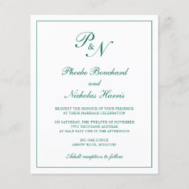 Convite para Casamento de Orçamento Verde Monogram
