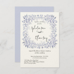 Convite para casamento de Ornamentado Floral Azul