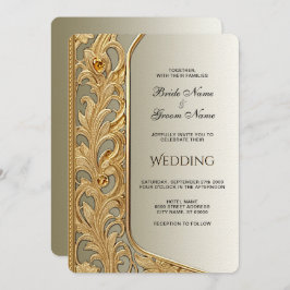 Convite para Casamento de Ornamentados Dourados Mo